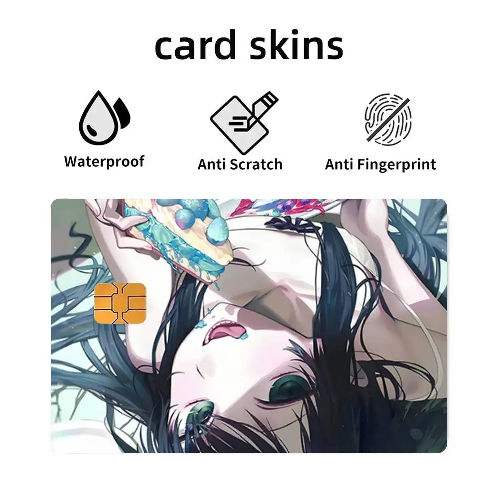 Game Anime The S-Song Of S-Saya 4pcs 1Set Funny Shell On Off Ultra Thin No Fade Sticker Skin Cover Film For Debit Credit Card