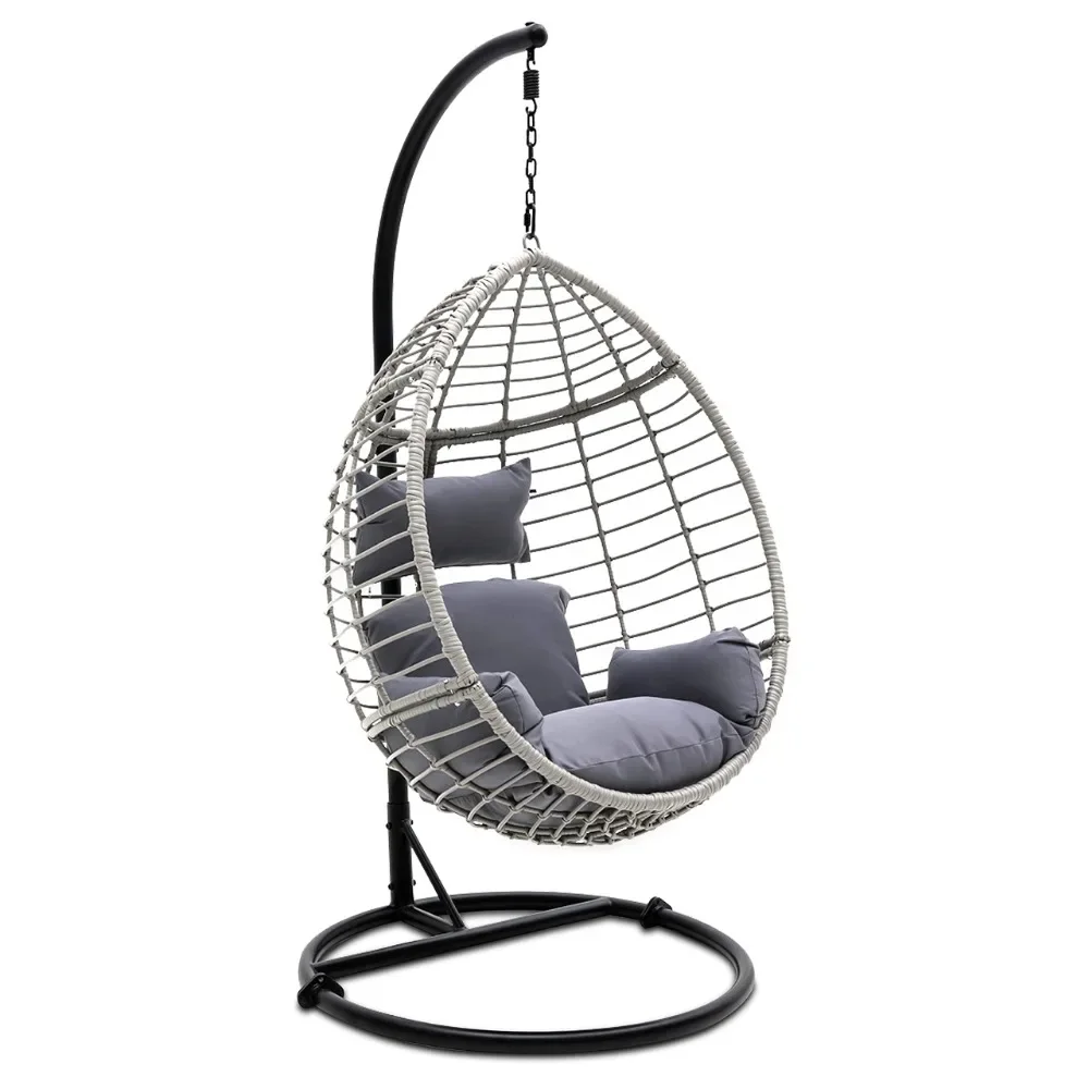 2024 New  Hanging Egg Chair with Stand - Indoor Outdoor Patio Wicker Rattan Lounge Chair with Stand