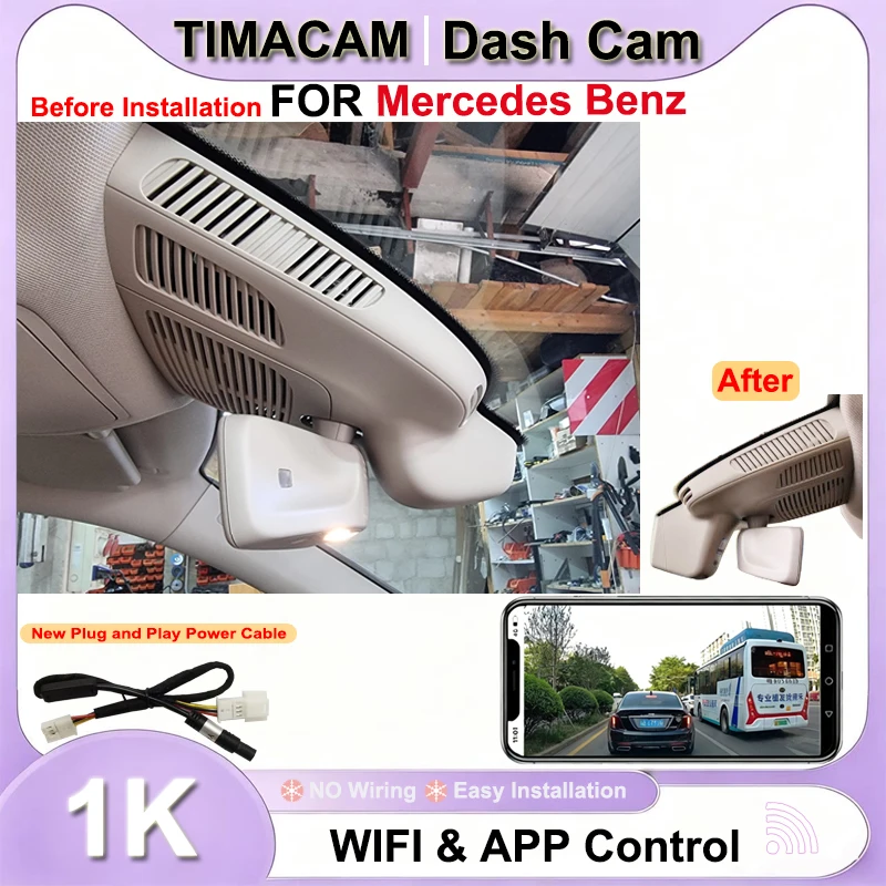 TIMACAM 1080P Wifi Plug and Play Dash Cam for Mercedes Benz GLE w167 c292  GLS x166 GLE 350 400 450 500 43 53 63 2019 2020 2021