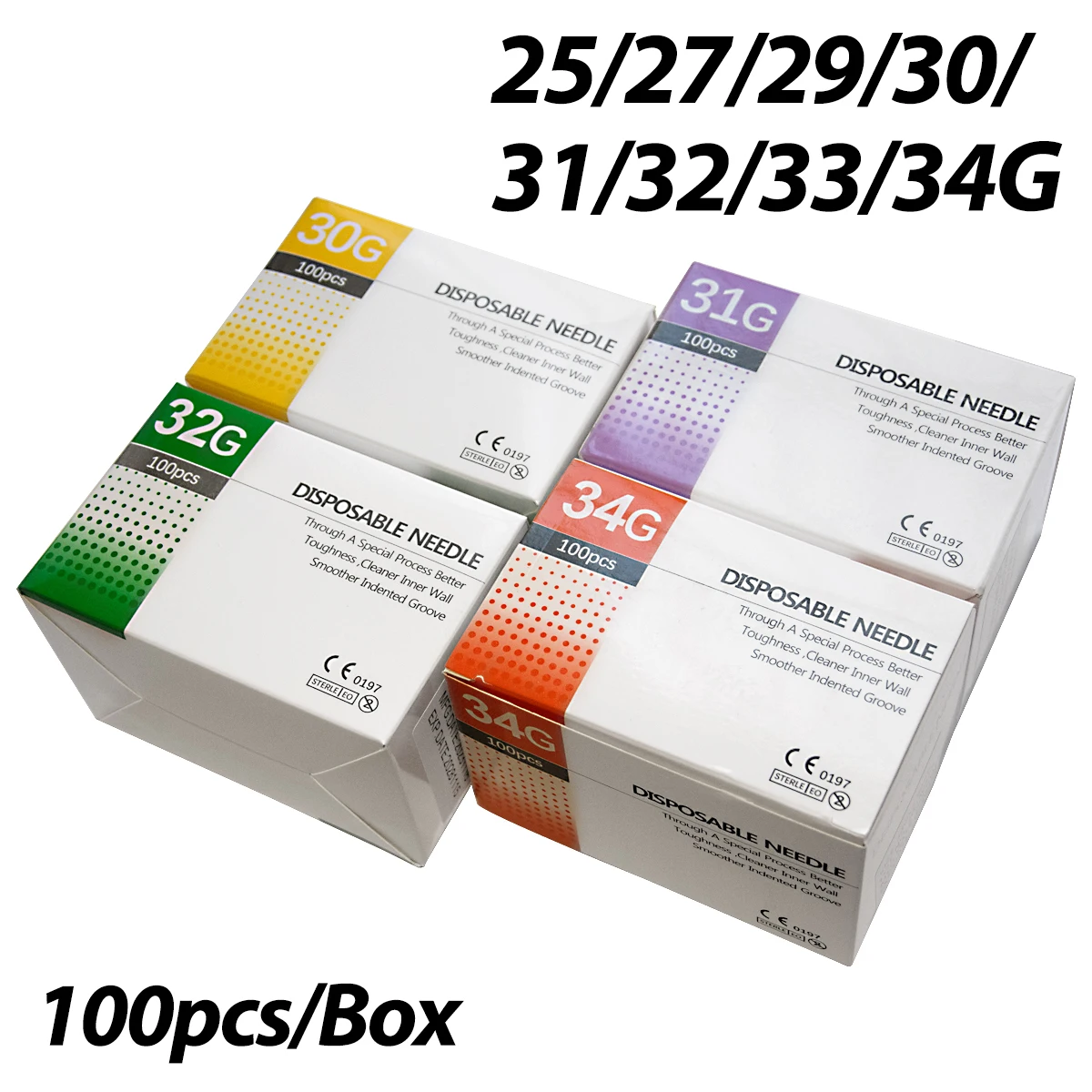 100 шт. иглы для пирсинга татуировок 4/6/8/13 мм 1,5 мм 2,5 мм 30 г 31 г 32 г 34 г безболезненные маленькие сверхтонкие иглы для красоты части инструментов для век