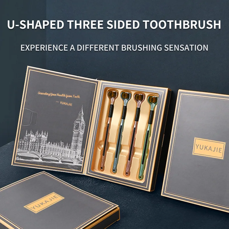 

YUKAJIE Three sided Soft Toothbrush Gift Box with Wide Head Gum Protection Toothbrush