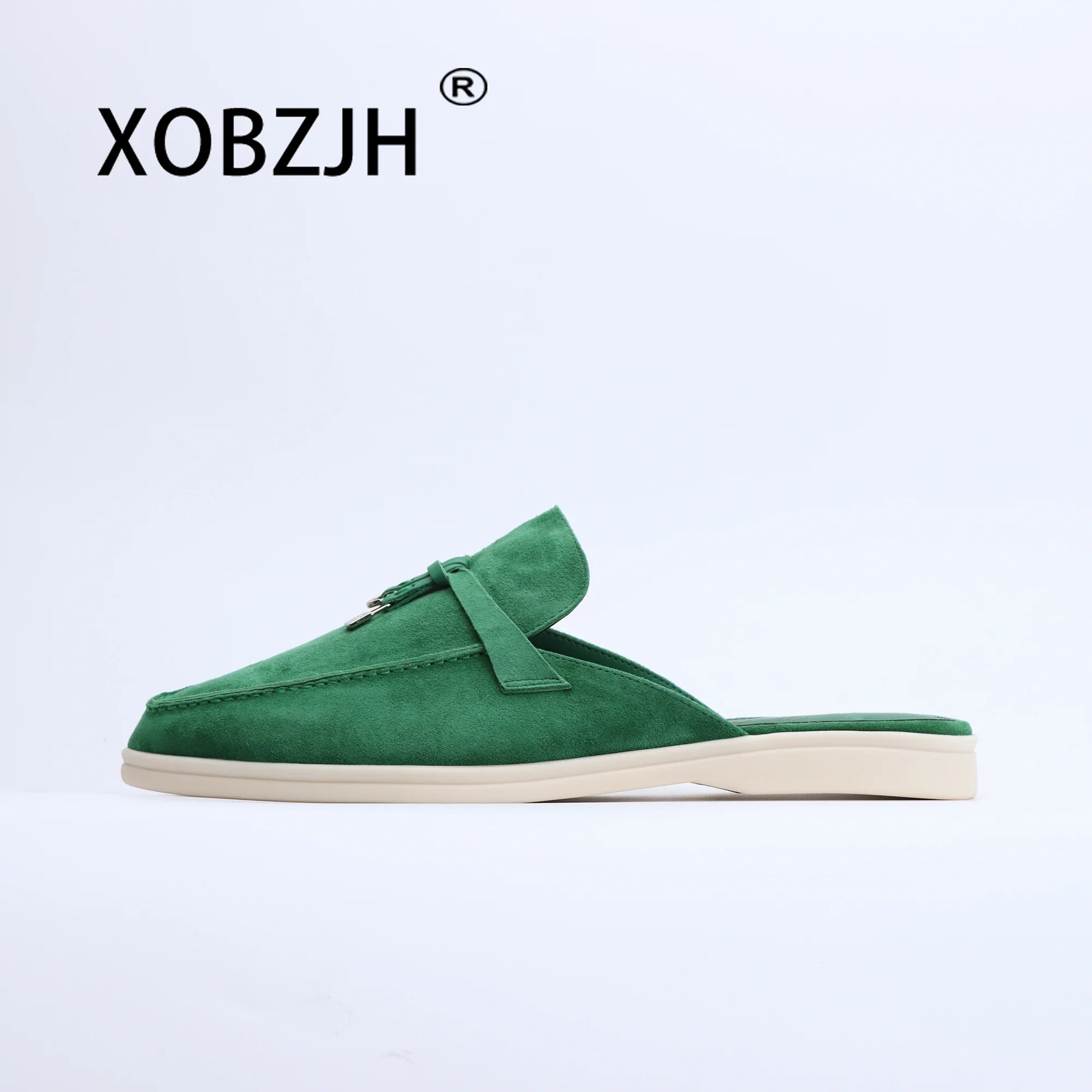 No Logo-Luxury Designer Tassel Suede Leather Loafers for Women 2025 Slip On Slippers Flat Shoes Work Walking Shoes High Quality