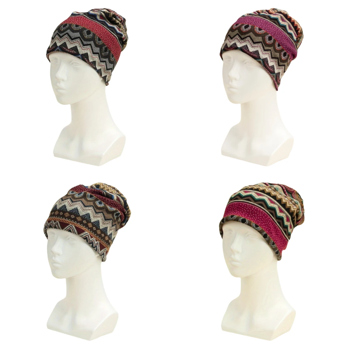 Colorful Patterns Brimless Cap Hat and Scarf Dual-use Stacked Hat for Man's and Woman's Soft Outdoor Warmth Street Hip-hop Cap