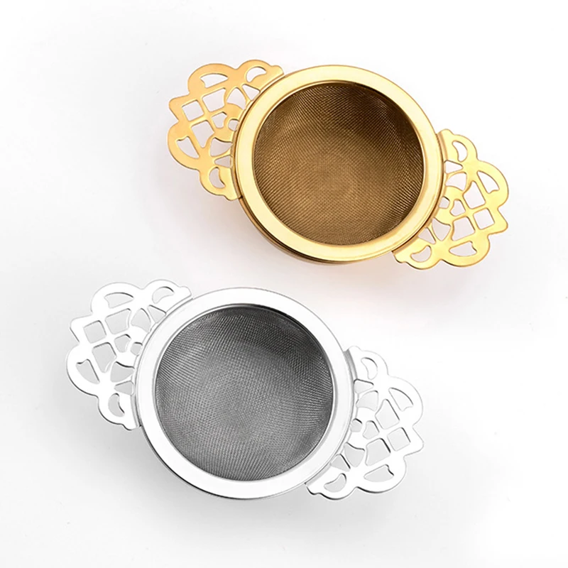 1pc Household Sliver/Gold Double-layer Fine Mesh Tea Strainer Stainless Steel Filter Sieve Teaware Kitchen Tea Accessories