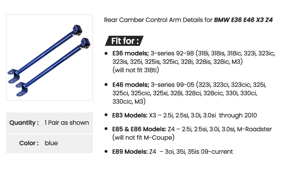 2 stücke Hinten Unteren Querlenker Arme für BMW E36 E46 E83 E85 E86 E89 323i 325i 328i Für BMW 3 serie E36 316 M3 E46 Z4 Gewindefahrwerke – Detail 16