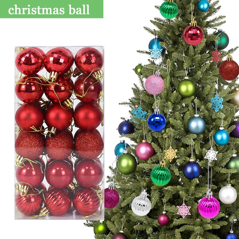 

36pcs/box Christmas Tree Balls Red Green Gold Xmas Tree Hanging Pendants Christmas Home Party Decor 2023 New Year Noel Navidad