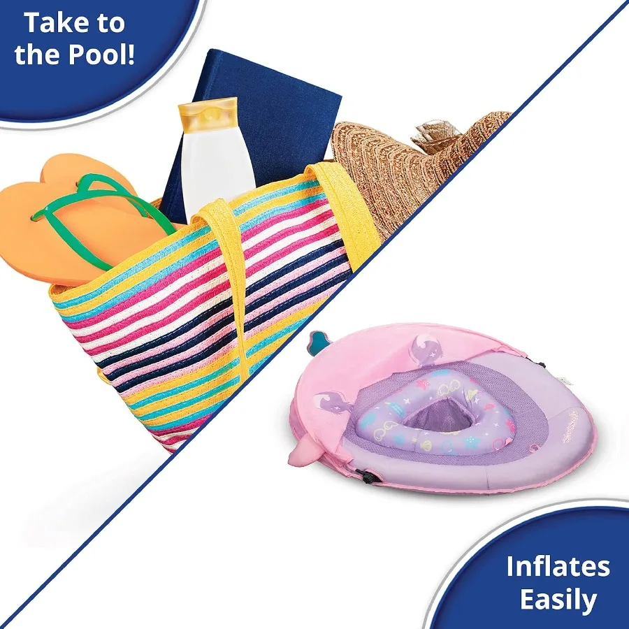 SwimSchool Piscina para bebés Flotadores para nadar gratis Súper flotante para edades de 6 a 24 meses Estilos de varios colores Canopies ajustables y