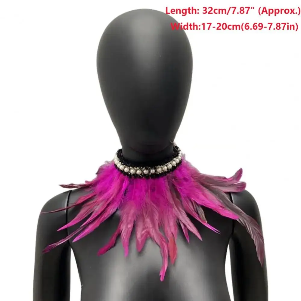 Novo lenço de penas falsas ajustável com cadarço retrô decoração de pérolas falsas acessórios de fantasia cosplay