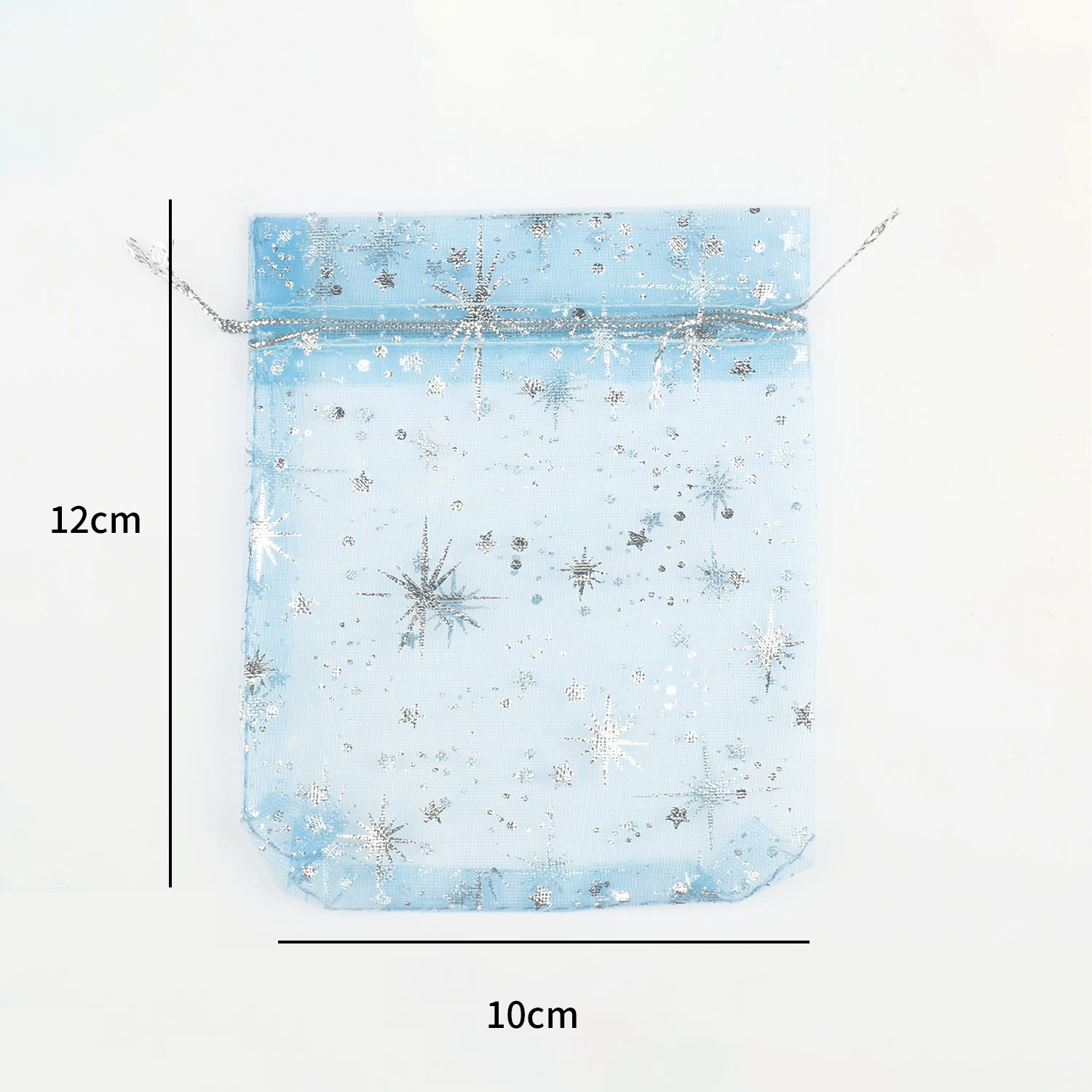 50pcs/bag Silver Color Gypsophila Organza 10x12cm Christmas Drawstring Gift Bag Charm Jewelry Packaging Bags & Pouches