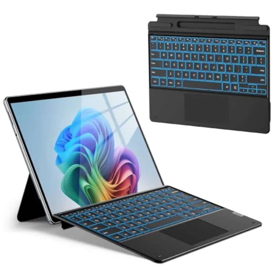 

Чехол-клавиатура для Surface Pro 11, 10, 9, 8, X, 13 дюймов, съемный, беспроводной, Bluetooth, Type Cover, клавиатура Surface Pro с 11-цветной подсветкой