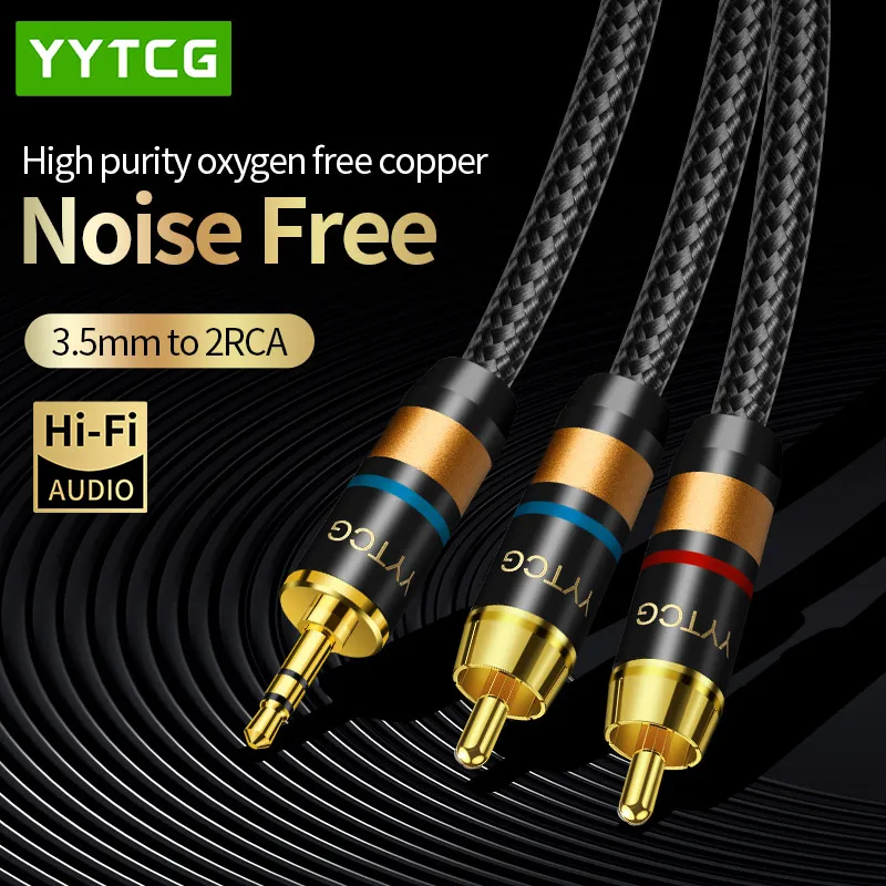 כבל RCA HiFi סטריאו 3.5mm ל-2RCA כבל אודיו עבור מגבר טלפון נייד מחשב שולחן עבודה אודיו AUX RCA Jack 3.5 Y מפצל