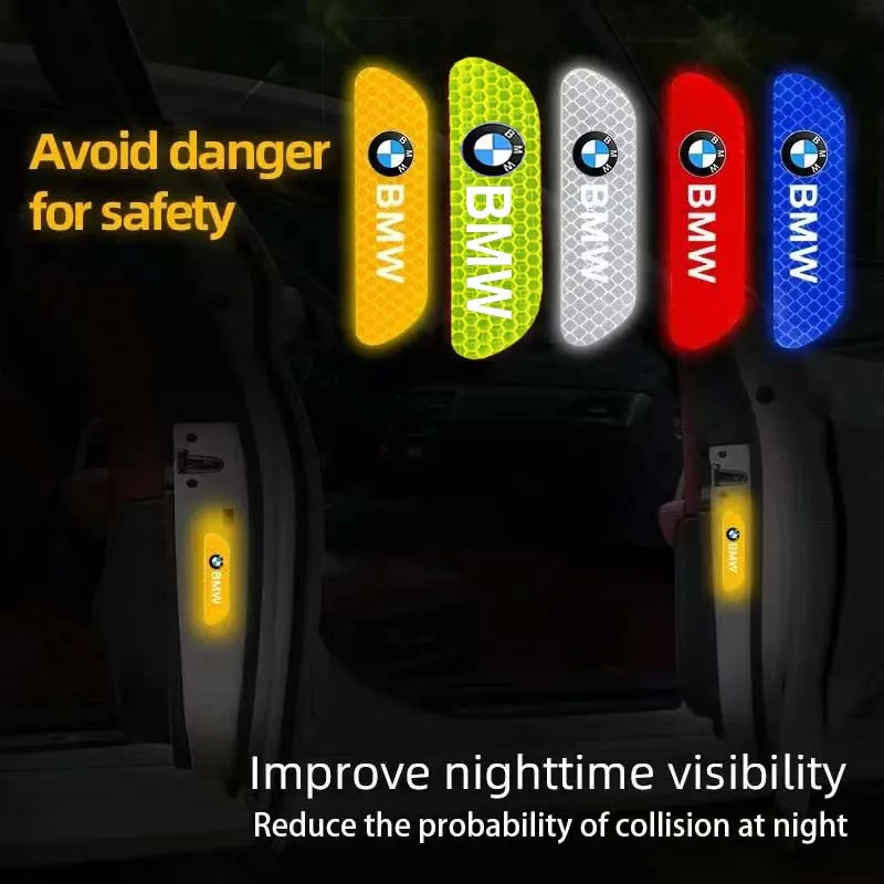 4PCS Car Door Sticker Safety Warning Reflective Mark For BMW Performance F25 F26 F15 F16 E90 E91 E92 E60 E84 G22 G32 F13 F36 G30