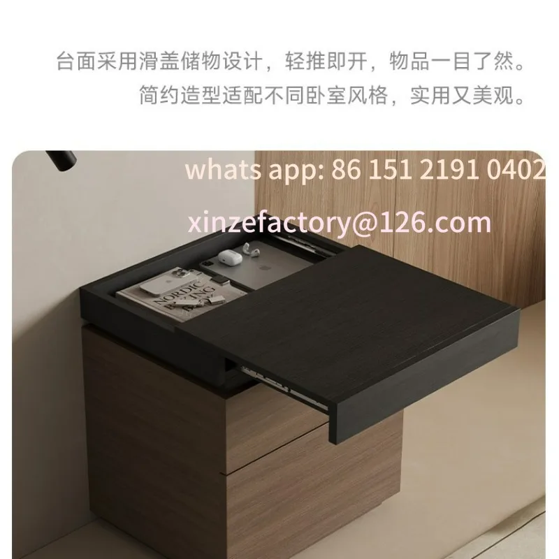 Customizable solid wood bedside cabinet multi-function hidden compartment bedside table hidden storage