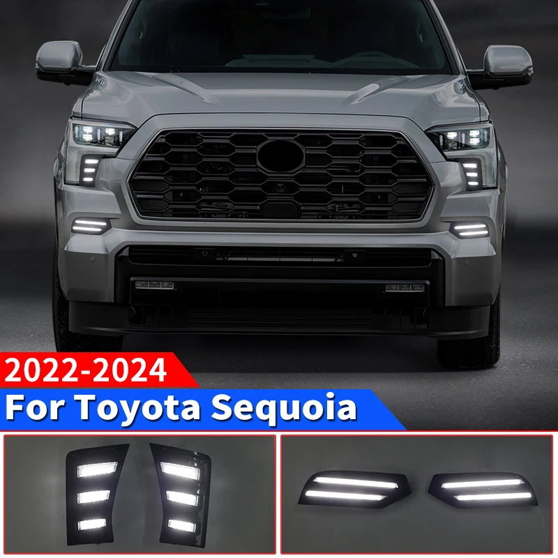 

Для 2022-2024 Toyota sequoia дневные ходовые огни Светодиодный динамический сигнал поворота туман аксессуары для модификации 2022 2023