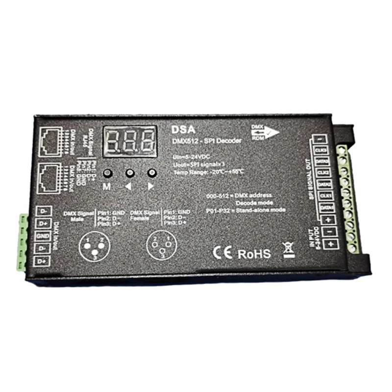 Led DMX512 To SPI Decoder DMX Converter 1024 Dots TTL Pixel Controller Support 6803/8806/2811/ 2812/2801/3001/9813 IC