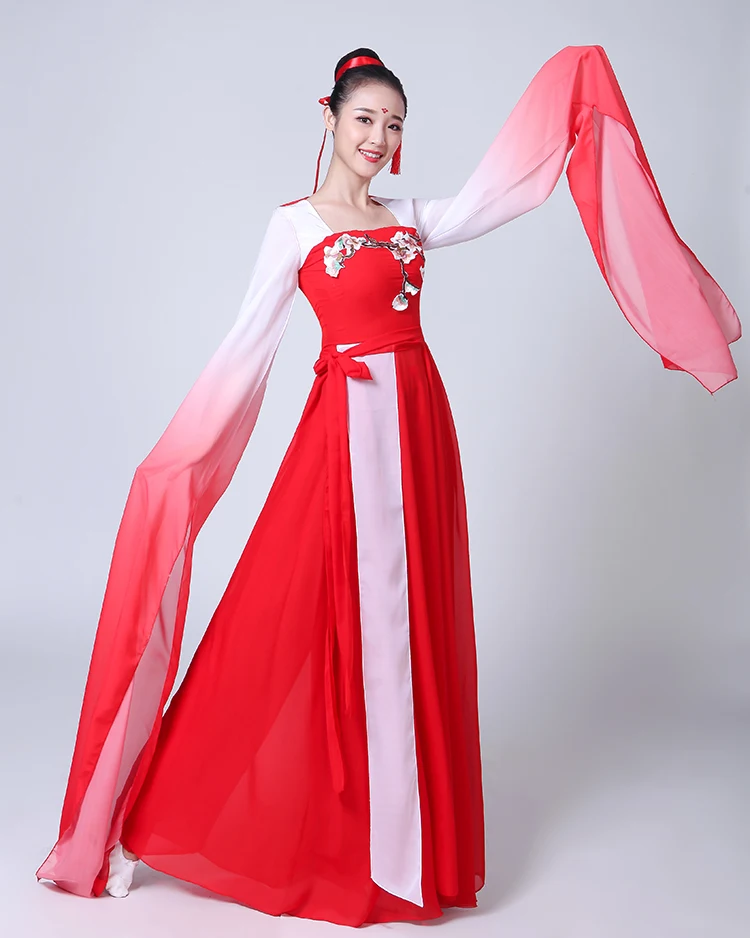 Hanfu klassische Tanz kostüme im chinesischen Stil weibliche Tanz kostüme im neuen Stil Ärmel Tanz kostüm Bühnen performance