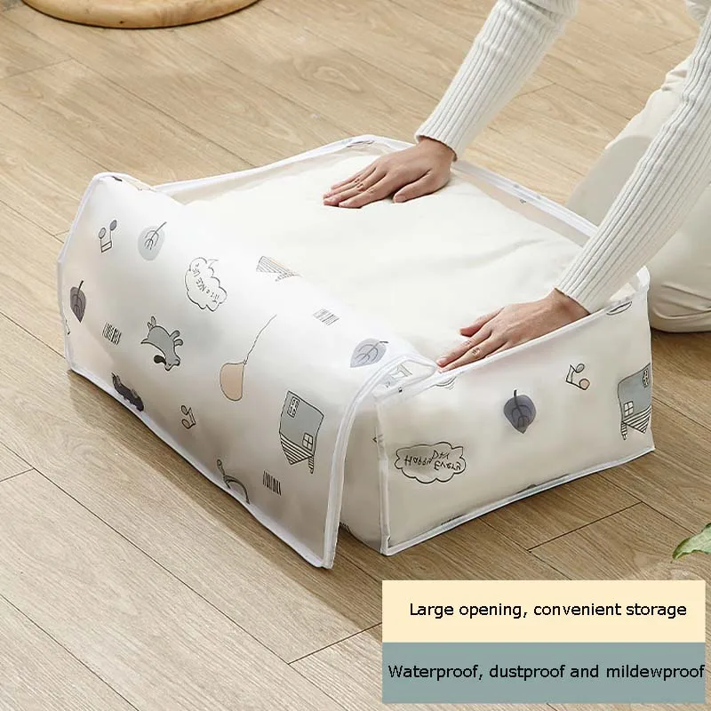 Printed Quilt Clothes Storage Bag Folding Duvet Blanket Sorting Bags Dust-Proof Closet Under-Bed Storage Moistureproof Organizer