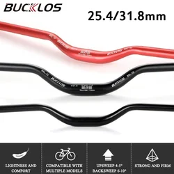 BUCKLOS-Manillar de bicicleta de montaña ultraligero, pieza de manillar de aleación de aluminio, 31,8mm, 25,4mm