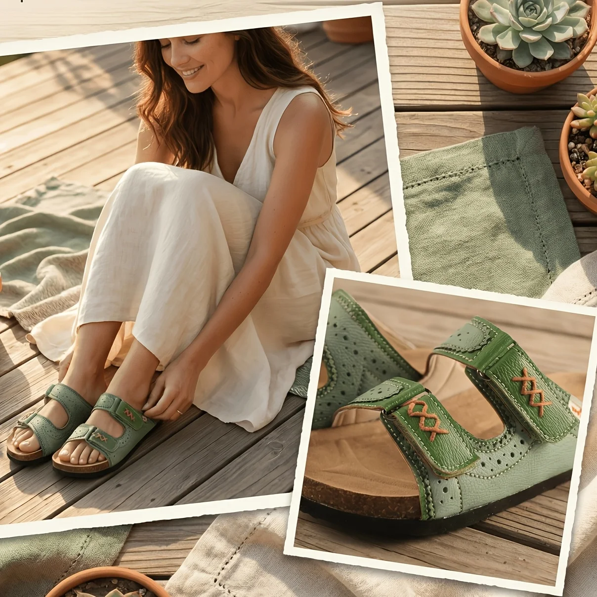 TMA EYES Neue Klebe-Sandalen mit Schnitzereien, bequem, leicht, offene Zehenpartie, dicke Sohle für Damen – Detail 1
