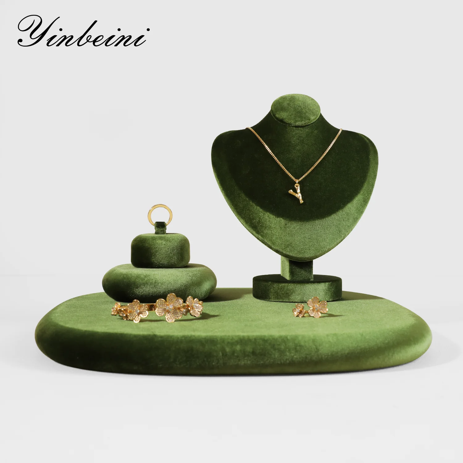 

Yinbeini Бархатный лоток для демонстрации ювелирных изделий Кольцо Серьги Ожерелье Лоток для хранения Подвеска Браслет Лоток для дисплея TB027