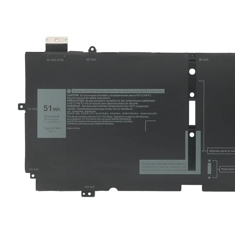 7.6V 51Wh New Original 52TWH Laptop Battery for  13 7390 2-in-1 P103G001