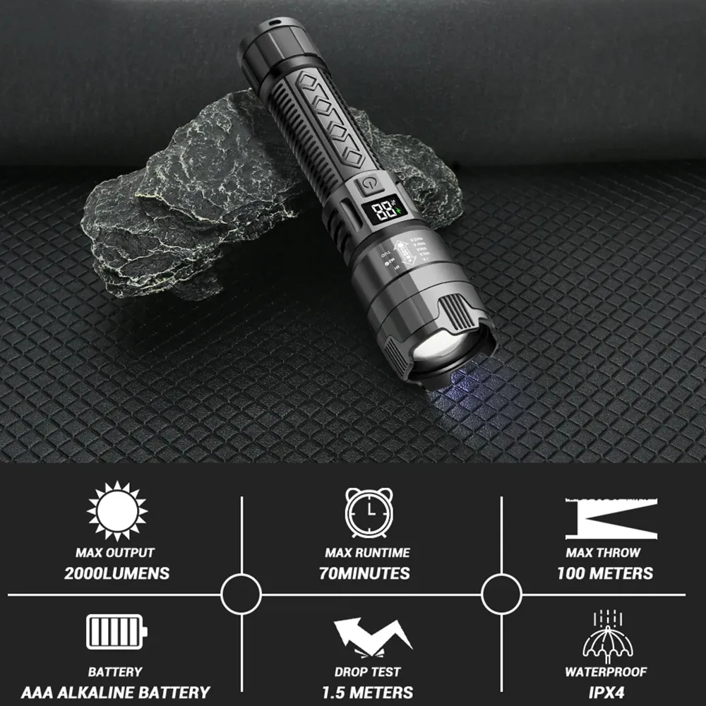 Most Powerful LED Flashlight USB Rechargeable Torch Light High Power Flashlight Lantern Hand Lamp For Camping