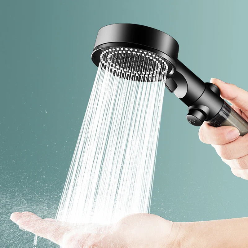 Black Shower Head 5 Modes Showerhead Spa Filter Portable High Pressure Bath And Bathroom Accessories Faucet Tap Systems