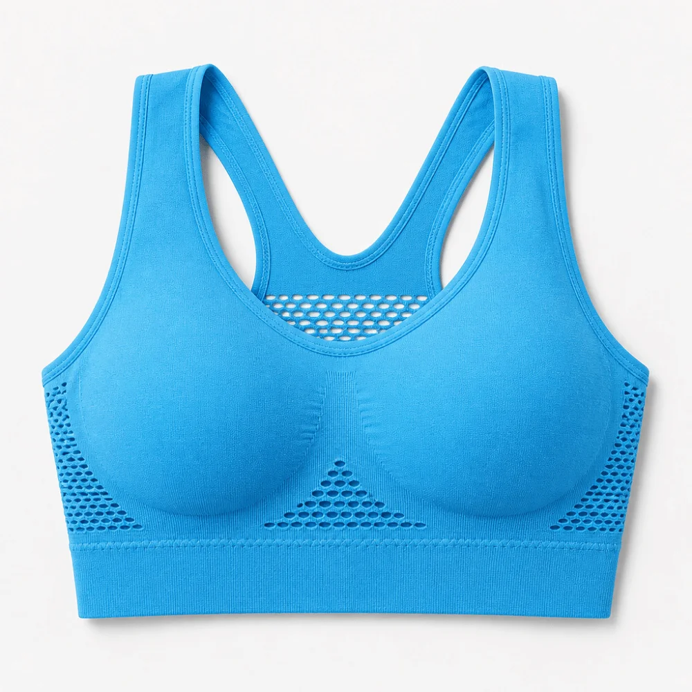 Komfortabler, atmungsaktiver Sport-Yoga-BH mit Mesh, schnelltrocknend, ohne Bügel, Push-up, Damenunterwäsche, Fitness – Detail 7
