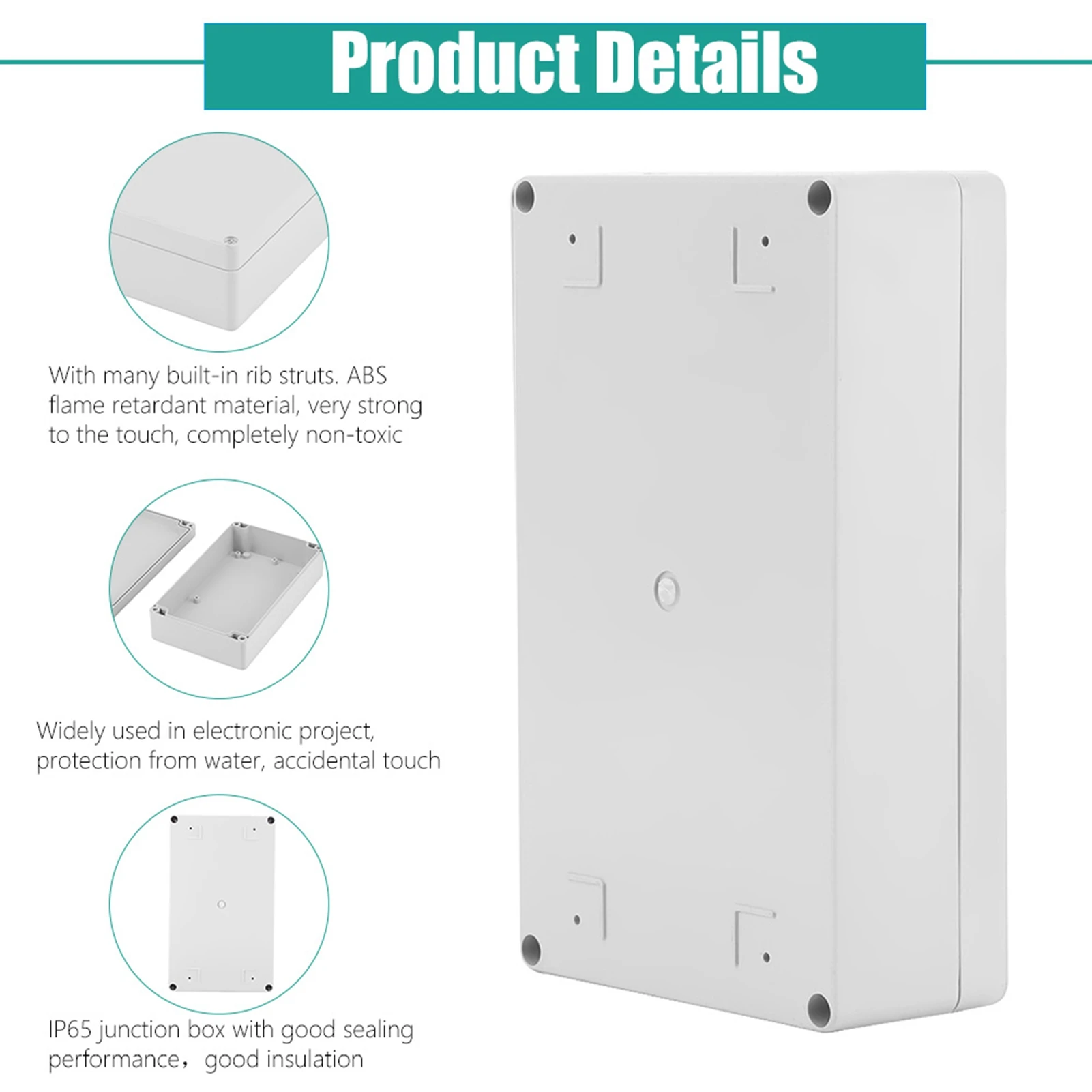 Junction Box Terminal Box Wiring Connection Box Water resistant IP65 ABS Project Enclosure Case Wiring Junction Box 200*120*56mm