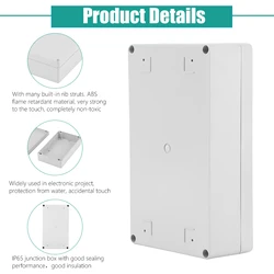 Junction Box, Terminal Box, Wiring Connection Box, Waterproof IP65 ABS Engineering Housing, Junction Box, 200 x 120 x 56 mm