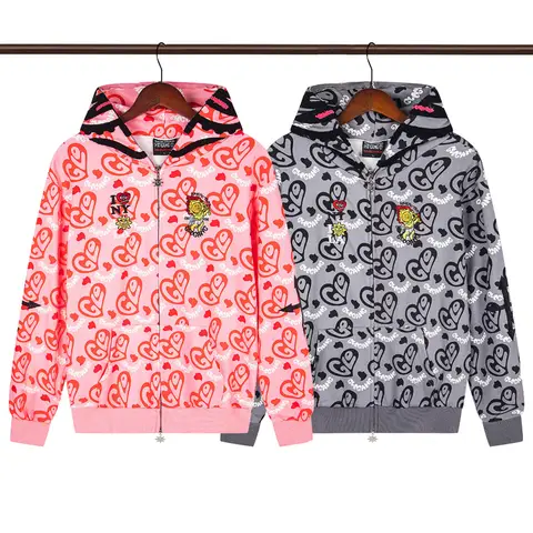 Göğüs Karikatür Nakış Desenli Glo Gang Karikatür Baskılı Fermuarlı Kapüşonlu Üst File Balık Yıldız Havlu Nakışlı Şapka Erkek Kadın Kazakları