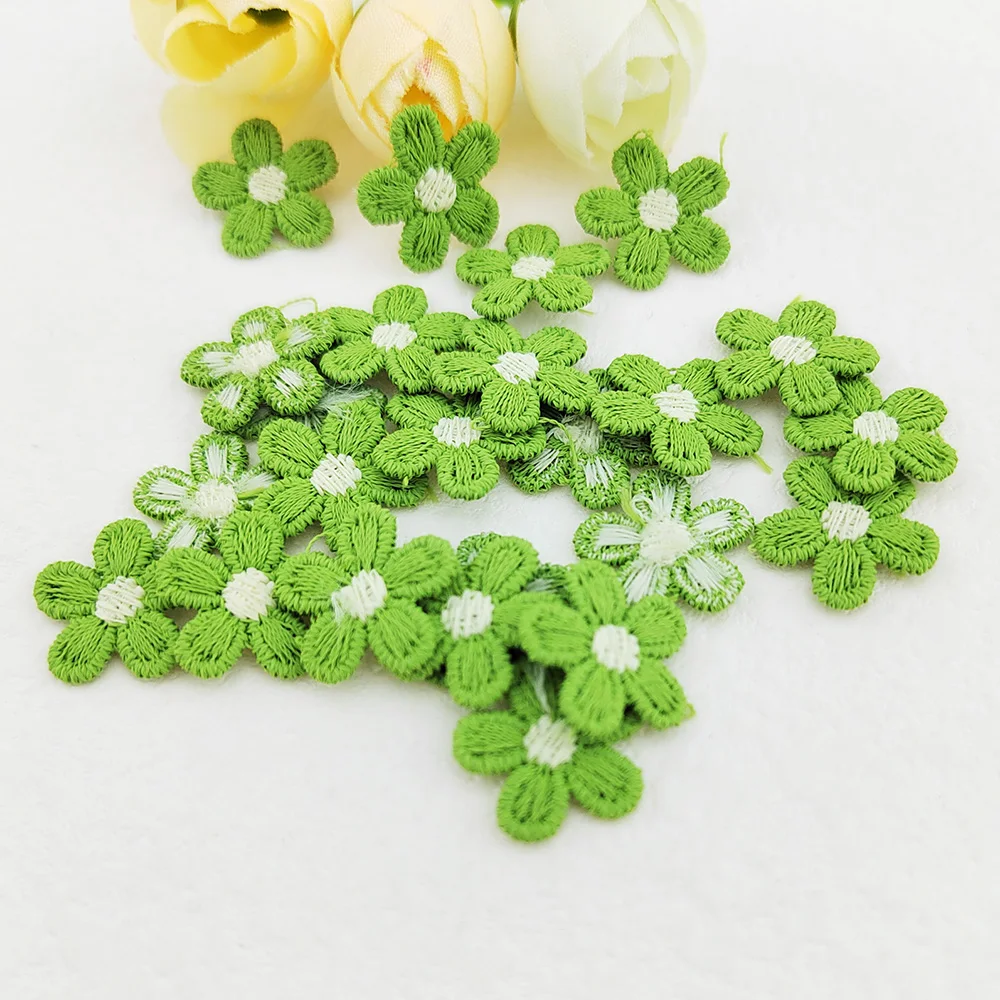 Mini-Häkelapplikationen in Form von fünfblättrigen Blumen, zum Selbermachen von Hüten und Kleidungsstücken, Nähzubehör, zur Dekoration von Kopfbedeckungen, zum Aufkleben, 15 mm, 80 Stück pro Packung. – Detail 6