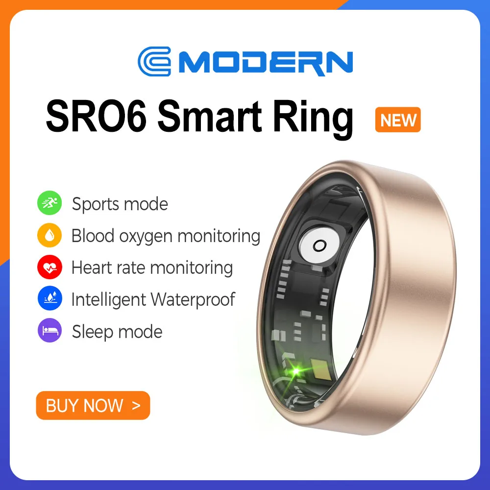 

2024 NEW SR06 Smart Ring Bluetooth 5.1 Health Monitoring IP68 & 5ATM Waterproof Multi-sport Modes For Men Women Smart Ring