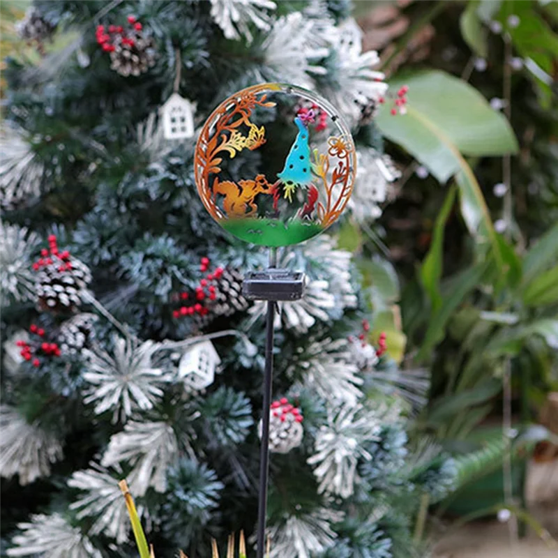 

A15F-Solar Iron Art Squirrel Garden Plug Light Outdoor Projection Lawn Lamp Atmosphere Decorative Landscape Light