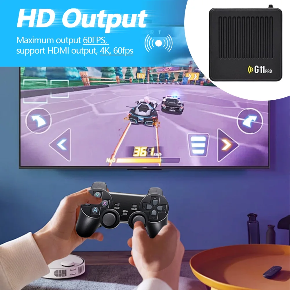 G11 Pro Video Game Box Plug and Play Retro Game Box Ultra Low Latency 4K HDMI-Compatible Output with 2.4G Wireless Dual Gamepad