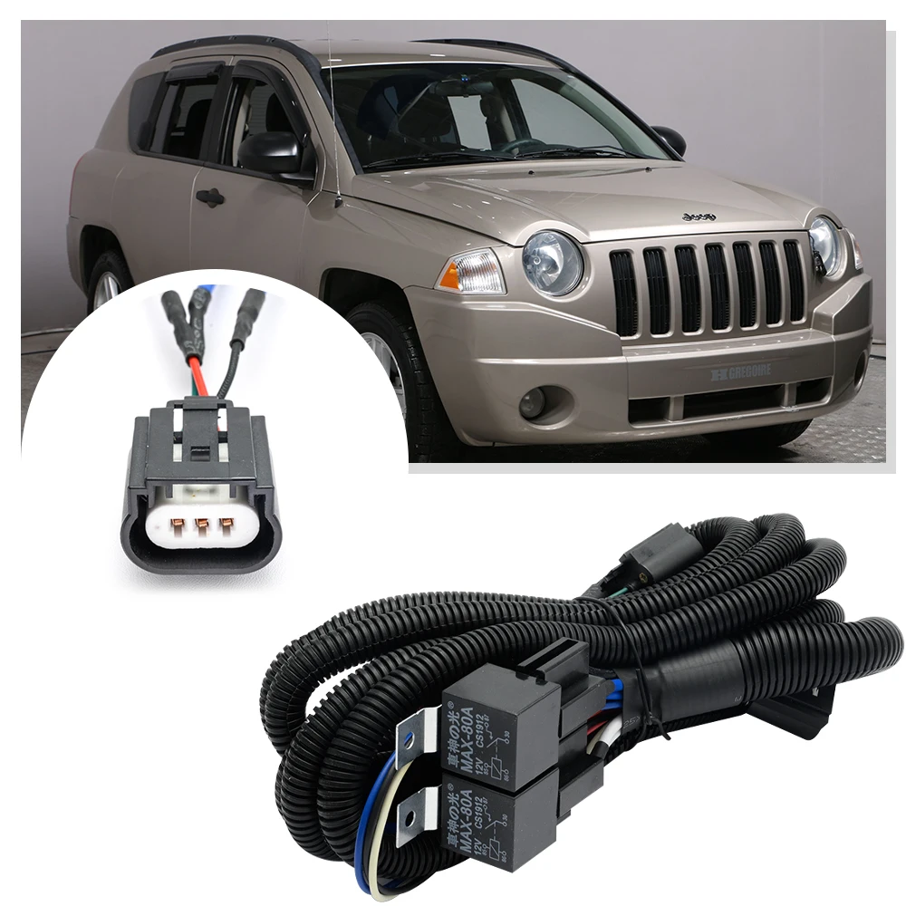 

14AWG H13 9008 relay wiring harness for Jeep Patriot Liberty Compass Gladiator Wrangler Renegade Dodge Nitro Caliber Dakota