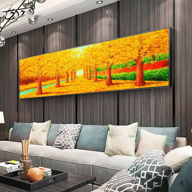 Einfache Moderne Landschaft Diamant Mosaik Malerei Goldene Schöne Spät Herbst Horizontale Version Voll Bohrer Diamant Stickerei