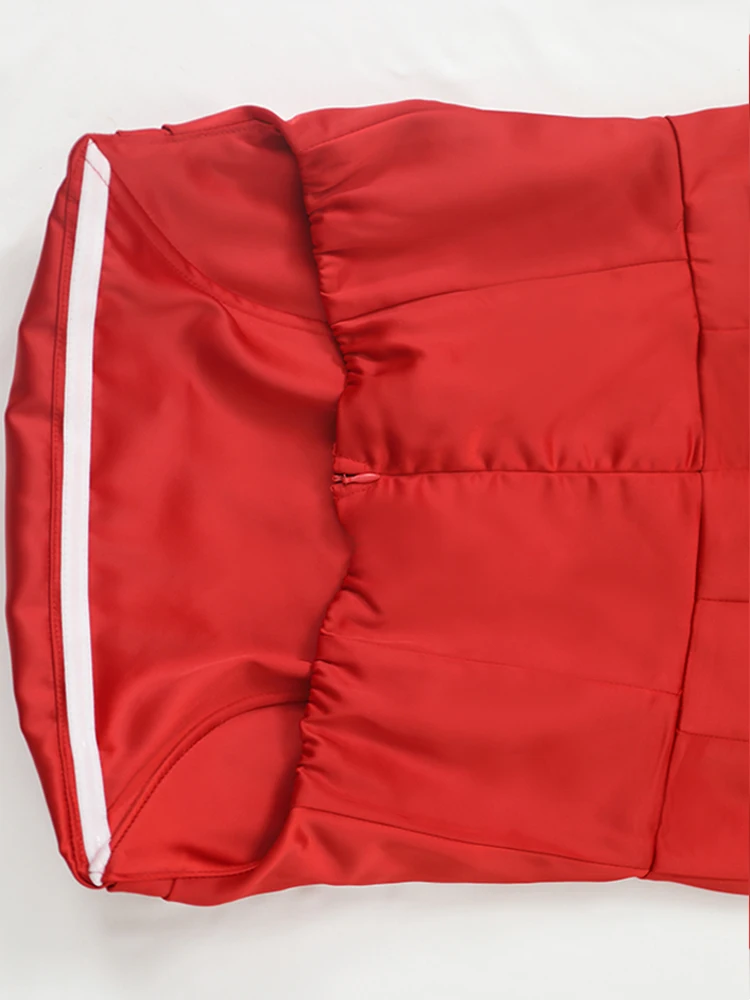 ผู้หญิงเซ็กซี่ปิดไหล่ชุด 2024 ขายร้อนพรหมปาร์ตี้สีทึบ Fishbone Strapless พับ SLIM FIT