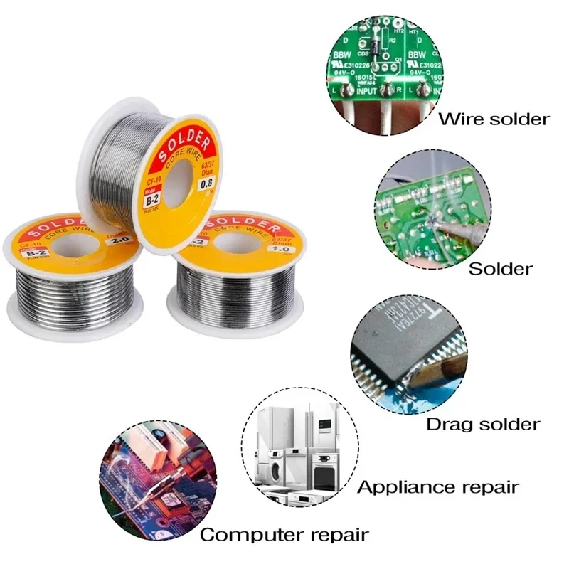 50g Tin wire 0.6 0.8 1 1.2 63 37 FLUX 2.0% solder wire Roll Melt Rosin Core Solder No-clean Tin BGA Welding Tools 1PC