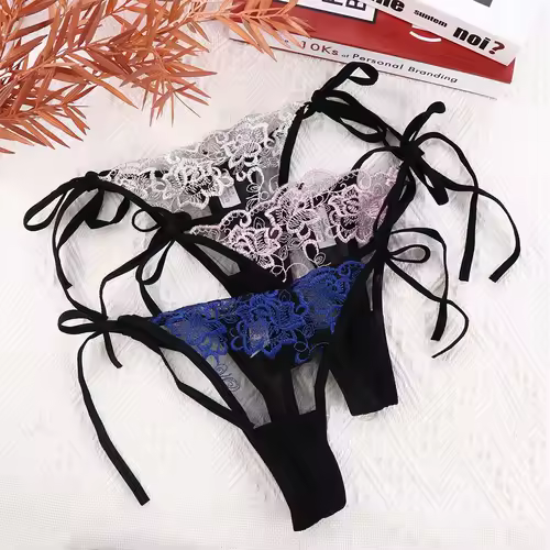 Ladies Women Embroidery Transparent Lingerie Lace Panties Underwear Panty Brief - Image 6