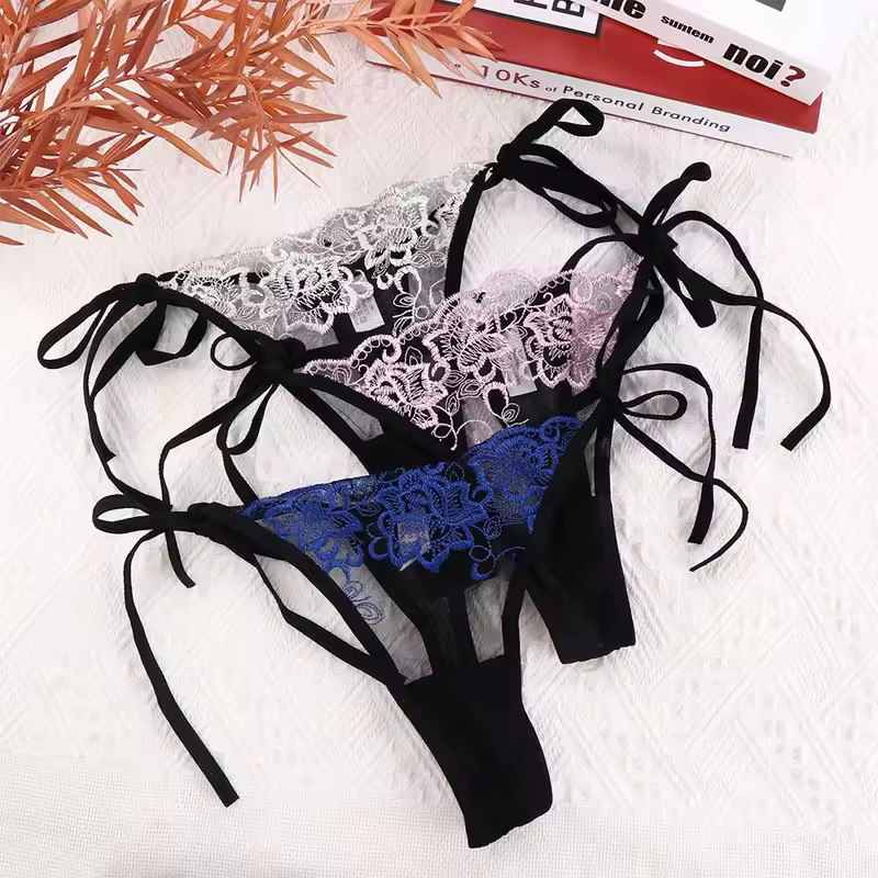 Ladies Women Embroidery Transparent Lingerie Lace Panties Underwear Panty Brief - Image 6