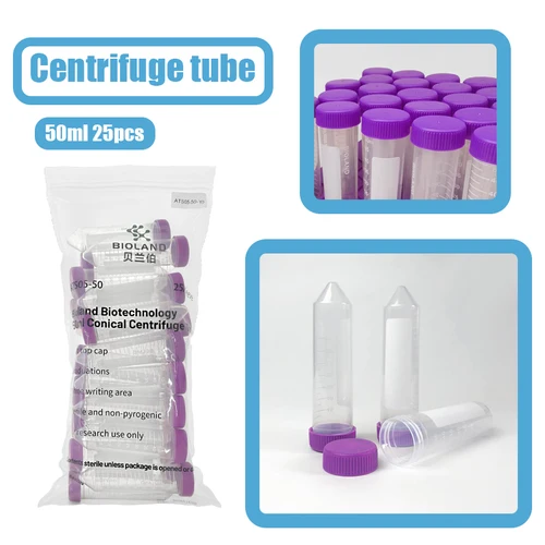 ‌ Tubos de centrífuga estériles de 50 ml, tapa de tornillo de 25 piezas + fondo cónico para uso de investigación ‌