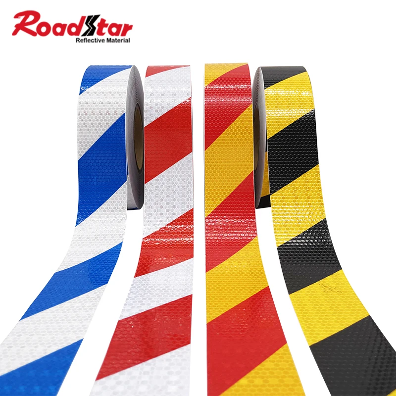 

Roadstar 5 см призматическая светоотражающая лента из ПВХ, автомобильная наклейка, полосатая предупреждающая лента с принтом для грузовиков, автомобильных наклеек, дорожная безопасность