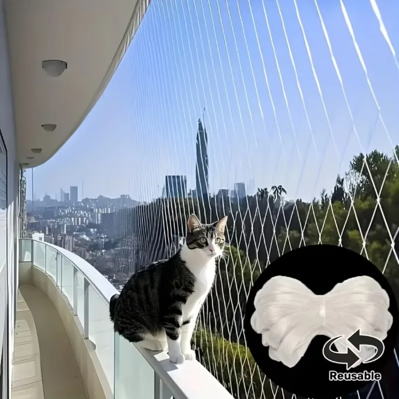 Balcony Transparent Net,Cat Enclosure,Pet Protection Anti-Fall Net,for Windows,Balconies,Indoor/Outdoor Cats, Vegetable Fruit