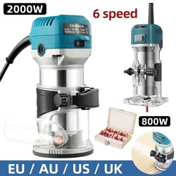 Electric Trimmer Router Wood Milling Machine Woodworking Laminate Trimmer Carpentry Manual Trimming Power Tools 800/2000W