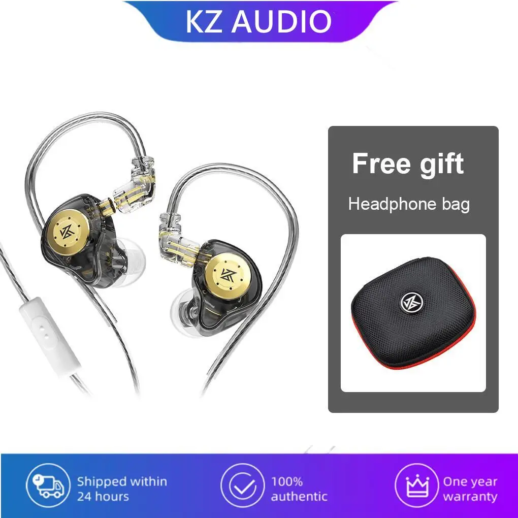 KZ-Écouteurs filaires EDX Pro avec poignées anti-bruit, casque amovible pour ordinateur, jeu, sauna, téléphone, sport, bouchons d\'oreille