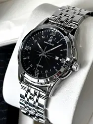 New Men's Watch Brand Big dial Business Waterproof Calendar High Quality Stainless Steel Male Fashion Quartz Quartz Watches Gift