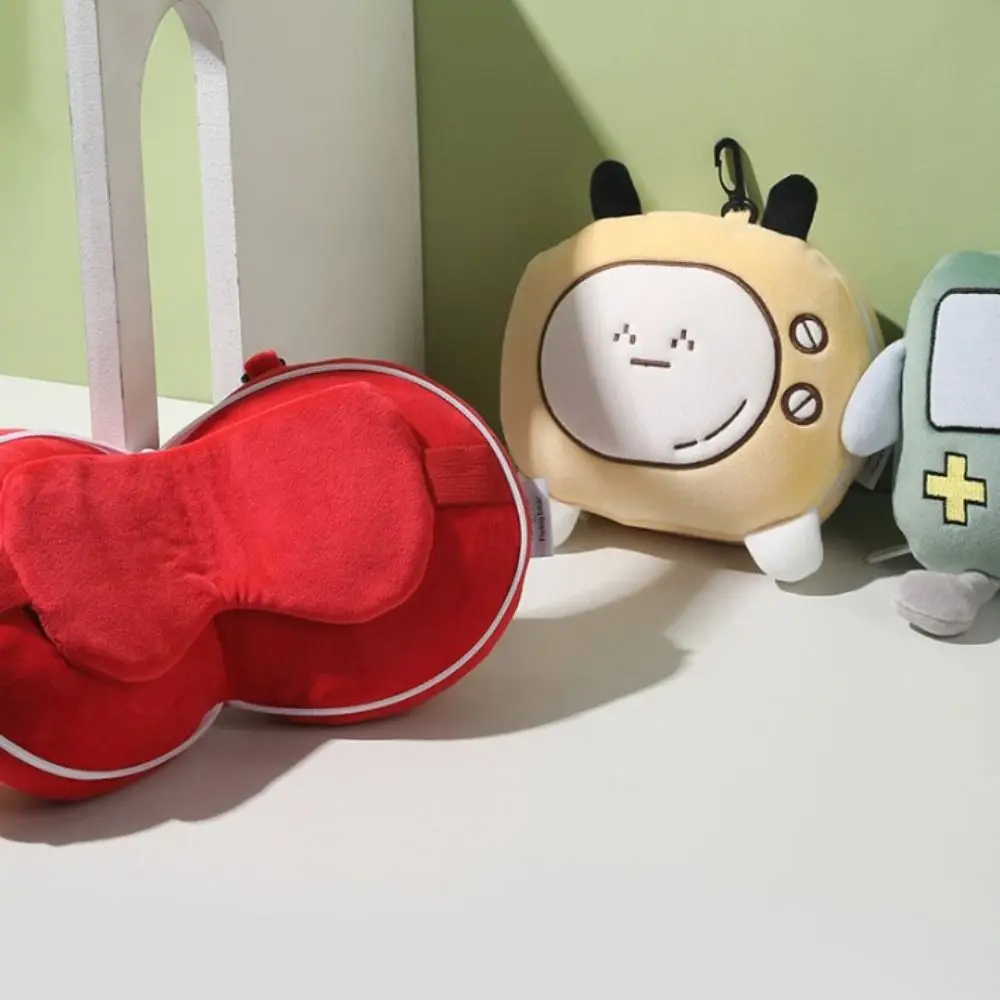 Cute Kawaii Cartoon Eye Mask Pillow Soft Portable 2 in 1 Eye Mask Storage Hook Elastic Band Travel Folding Pillow Lunch Break