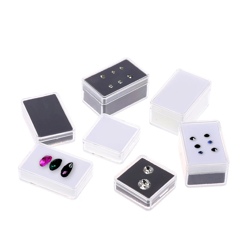 

1PCS Bare Diamond Storage Box Plastic Diamond Display Case Colored Gem With Double Inner Cushion Bare Stone Box