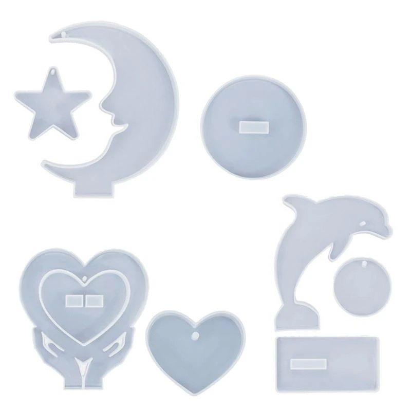 N58F Star Moon Love Photo Frame Ornaments Mold with Base Bracket for Home Decorations
